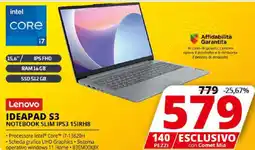 Comet Lenovo IDEAPAD S3 NOTEBOOK SLIM IPS3 15IRH8 offerta