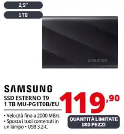 Comet SAMSUNG SSD ESTERNO T9 1 TB MU-PG1T0B/EU offerta