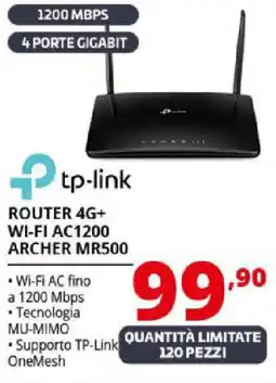 Comet tp-link ROUTER 4G+ WI-FI AC1200 ARCHER MR500 offerta