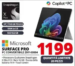 Comet Microsoft SURFACE PRO PC CONVERTIBILE ZHY-00004 offerta