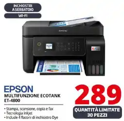 Comet EPSON MULTIFUNZIONE ECOTANK ET-4800 offerta