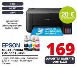 Comet EPSON MULTIFUNZIONE ECOTANK ET-2864 offerta