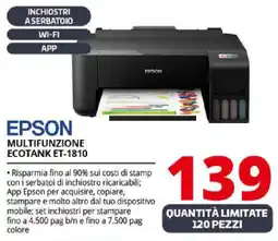 Comet EPSON MULTIFUNZIONE ECOTANK ET-1810 offerta