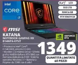 Comet msi KATANA NOTEBOOK GAMING HX B14WFK-075IT offerta