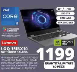 Comet Lenovo LOQ 15IRX10 NOTEBOOK GAMING offerta