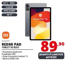 Comet XIAOMI Redmi Pad TABLET SE 82EU offerta