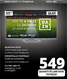 Comet HAIER SMART TV H55Q80FUX SERIE Q80 offerta