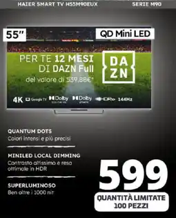Comet HAIER SMART TV H55M90EUX SERIE M90 offerta