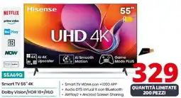 Comet Hisense Smart TV 55" 4K Dolby Vision/HDR 10+/HLG offerta