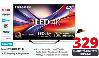 Comet Hisense Smart TV QLED 43" 4K QLED Display + Brightness offerta