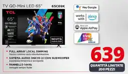 Comet TCL TV QD-Mini LED 65" 65C69K offerta