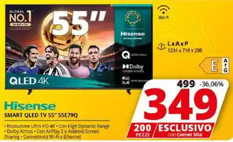 Comet Hisense SMART QLED TV 55" 55E79Q offerta
