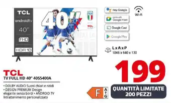 Comet TCL TV FULL HD 40" 40S5400A offerta