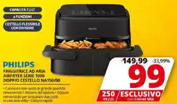 Comet PHILIPS FRIGGITRICE AD ARIA AIRFRYER SERIE 1000 DOPPIO CESTELLO NA150/00 offerta