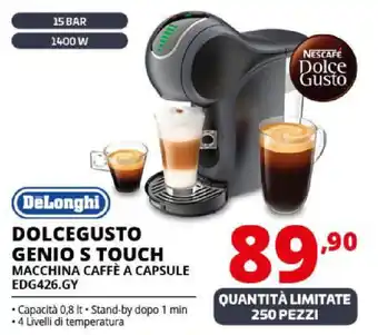 Comet DeLonghi DOLCEGUSTO GENIO S TOUCH MACCHINA CAFFÈ A CAPSULE EDG426.GY offerta