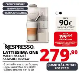 Comet NESPRESSO. LATTISSIMA ONE MACCHINA CAFFÈ A CAPSULE EN510.W offerta