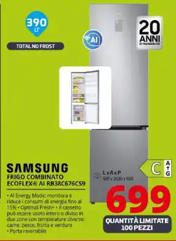 Comet SAMSUNG FRIGO COMBINATO ECOFLEX AI RB38C676CS9 offerta