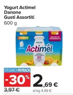 Carrefour Yogurt Actimel Danone Gusti Assortiti offerta