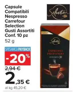 Carrefour Capsule Compatibili Nespresso Carrefour Selection Gusti Assortiti Conf. 10 pz offerta