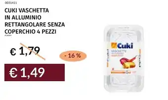 Prezzemolo e Vitale Cuki vaschetta in alluminio rettangolare senza coperchio offerta