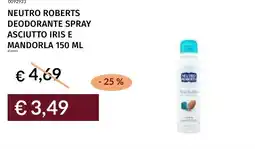 Prezzemolo e Vitale Neutro roberts deodorante spray asciutto iris e mandorla offerta