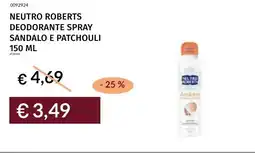 Prezzemolo e Vitale Neutro roberts deodorante spray sandalo e patchouli offerta