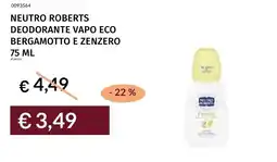 Prezzemolo e Vitale Neutro roberts deodorante vapo eco bergamotto e zenzero offerta
