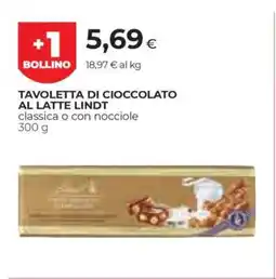 Coop TAVOLETTA DI CIOCCOLATO AL LATTE LINDT offerta