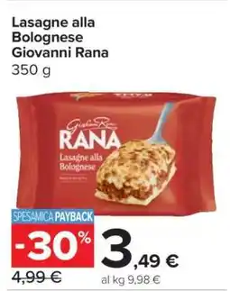 Carrefour Lasagne alla Bolognese Giovanni Rana offerta