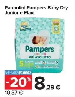 Carrefour Pannolini Pampers Baby Dry Junior e Maxi offerta