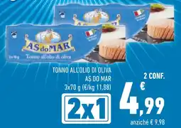 Conad Tonno all'olio di oliva AS DO MAR offerta