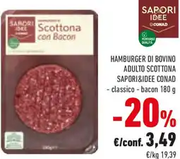 Conad Hamburger di bovino adulto scottona SAPORI&IDEE CONAD offerta