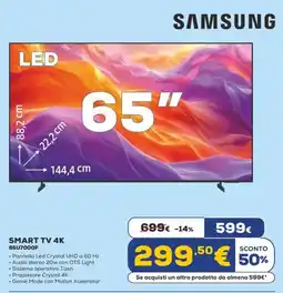Euronics SAMSUNG SMART TV 4K 65U7000F offerta