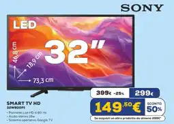 Euronics SONY SMART TV HD 32W800P1 offerta