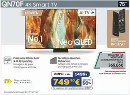 Euronics SAMSUNG QN70F 4K Smart TV 75" offerta