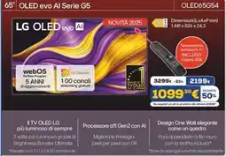Euronics LG 65" OLED evo Al Serie G5 OLED65G54 offerta