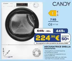Euronics CANDY ASCIUGATRICE SNELLA CRO4H7A2TES offerta