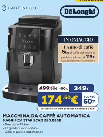 Euronics DeLonghi MACCHINA DA CAFFÈ AUTOMATICA MAGNIFICA STAR ECAM 220.22GB offerta