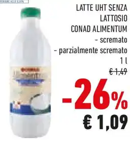 Conad Latte uht senza lattosio CONAD ALIMENTUM offerta