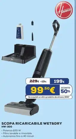 Euronics HOOVER SCOPA RICARICABILE WET&DRY HW-300 offerta