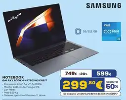 Euronics SAMSUNG NOTEBOOK GALAXY BOOK 4 NP750XGJ KG2IT offerta