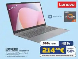 Euronics Lenovo NOTEBOOK IDEAPAD SLIM 3 82XQOONGIX offerta