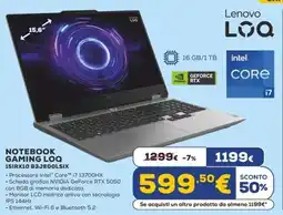 Euronics Lenovo NOTEBOOK GAMING LOQ 15IRX10 83JEOOLSIX offerta