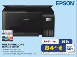 Euronics EPSON MULTIFUNZIONE ECO TANK ET2864 offerta