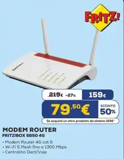 Euronics FRITZ! MODEM ROUTER FRITZ!BOX 6850 4G offerta