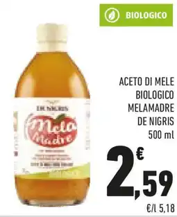 Conad Aceto di mele biologico melamadre DE NIGRIS offerta