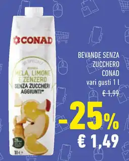Conad Bevande senza zucchero CONAD offerta