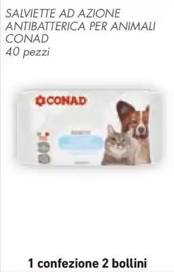 Conad Salviette ad azione antibatterica per animali CONAD 40 pezzi offerta