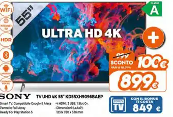 Expert Sony TV UHD 4K 55" KD55XH9096BAEP offerta