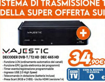 Vajestic Decoder DVB-T/T2 HD DEC 665 HD